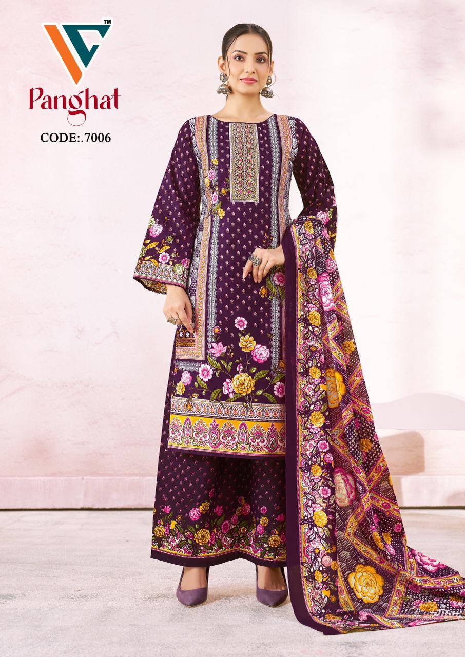    PANGHAT VOL - 7 By VANDANA‎‎‎‎ CREATION 7001 To 7008 Series Beautiful Festive Suits Stylish Fancy Colorful Casual Wear & Ethnic Wear Cotton Print Dresses At Wholesale Price